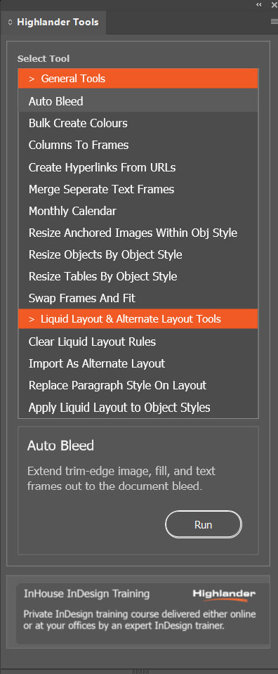 highlander tools for indesign